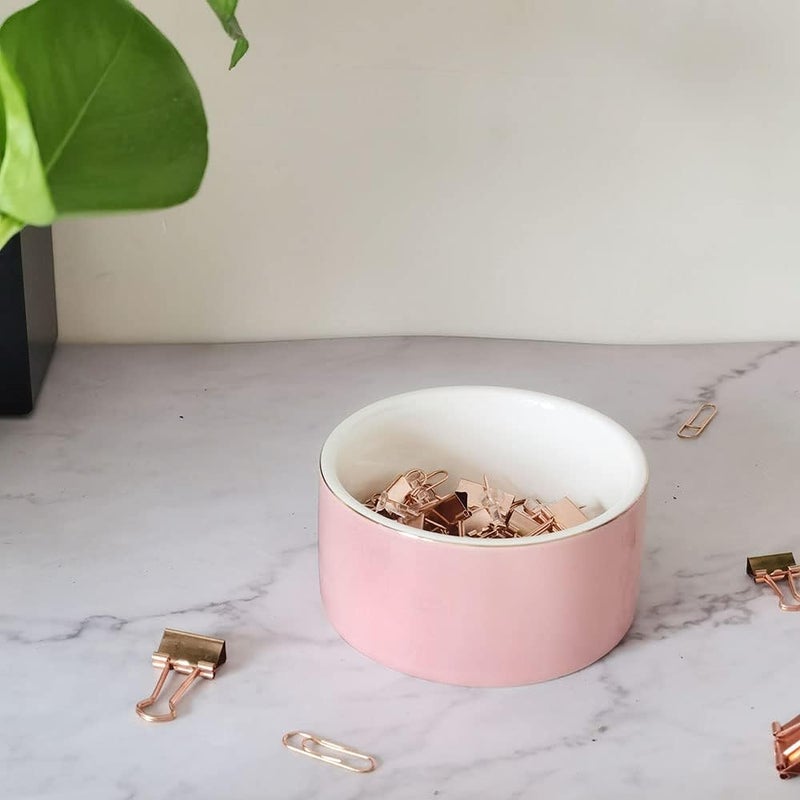 CROWNOS Paper Clip Holder Ceramic Paperclip Holders for Desk Organizer (Pink) - Image 5